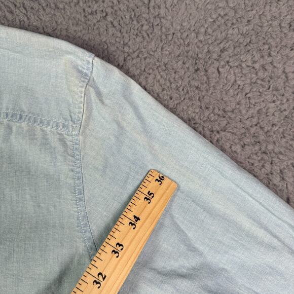 Lauren Ralph Lauren Chambray Denim Shirt Womens 2X Blue Roll Tab Sleeve Pockets - Picture 7 of 10